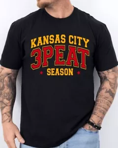 Chiefs Kansas City Three Peat 3 Peat T Shirt Black Size 3XL - Picture 1 of 1