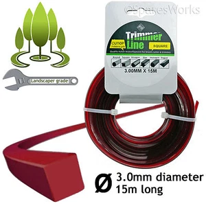 Strimmer Trimmer Bürste Cutter Linie 3 mm quadratisch 3,0 mm elektrische Spule Refil 15 m  - Bild 1 von 4