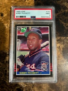 1985 LEAF BASEBALL #107 KIRBY PUCKETT ROOKIE PSA MINT 9 - Picture 1 of 2