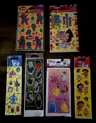 Lot NOS VTG Barney Blues Clues Dora Harry Potter Disney Princess Stickers New - Image 1 of 4