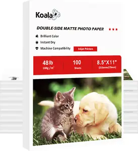 600 Koala Double Sided Matte Photo Paper 8.5x11 48lb 180g Inkjet Printer Bulk - Picture 1 of 6
