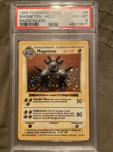 1999 Pokemon Base Set Shadowless Holo Magneton #9 PSA 8 NM-MT - Picture 1 of 2