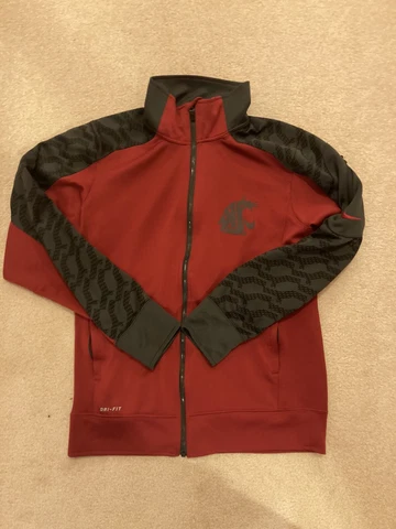 Men Small Used Nike Dri-Fit WSU Washington State Cougars Zip Jacket Team Issued Cover