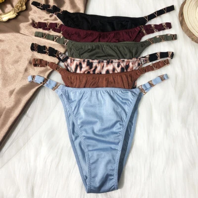 6 Packs Lot Womens Sexy Satin Panties Thongs G string Bikinis Briefs Lingeries - Image 1 of 4