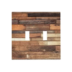 Rustic Country Brown Wood Light Switch Cover Double Toggle 2 Gang Wall Plate ... - Picture 1 of 8