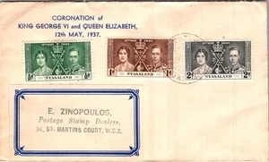 NYASALAND 1937 POSTAL FDC COVER CORONATION ROYALTY ADDR & POSTMARK - Picture 1 of 2
