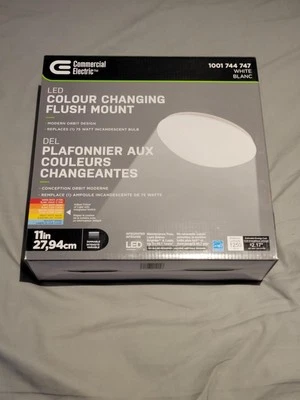 White LED Dimmable 11 in. CCT Commercial Electric Flush Mount Ceiling Light - Image 1 of 4