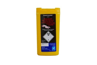 Sharps Waste Bin Box Sharpsafe 0.25 0.6 & 1 (Small, Travel Size, Peronsonal)