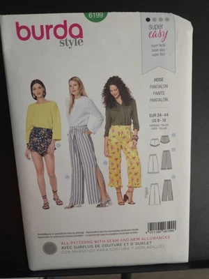 Burda  Sewing Pattern 6199 Misses’ Casual Pull-on Trousers & Shorts Easy 8-18 - Image 1 of 3