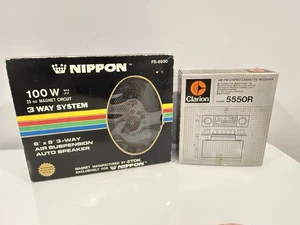 Clarion # 5550R AM/FM Cassette Deck Vintage Stereo And Nippon 100W Auto Speaker - Picture 1 of 16