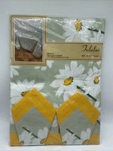 Tovaglia floreale vintage margherita felulare TC 317 con 6 tovaglioli verde giallo - Foto 1 di 7