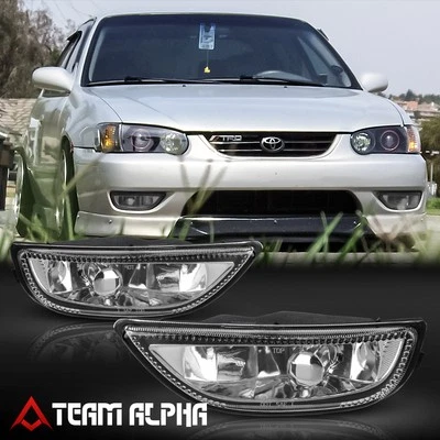 Fits 2001-2002 Toyota Corolla Pair [Clear] Bumper Fog Light Driving Lamp w/Bulb - Image 1 of 4
