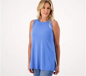 Susan Graver Modern Essntials Liquid Knit A-Line Tunika-Blau-Petite Small-A574032 - Bild 1 von 1