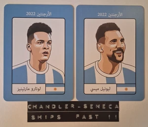 (2) Argentina 2022 World Cup Soccer Cards: LAUTARO MARTINEZ & LIONEL MESSI - Picture 1 of 1