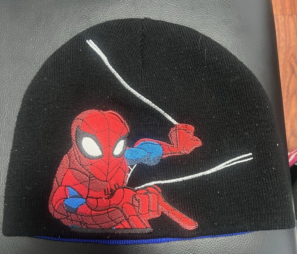 Gorro reversível Homem-Aranha Disney Marvel meninos chapéu para outono e inverno - Imagem 1 de 2