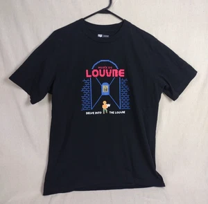 Musée Du Louvre Graphic T-Shirt UTGP Large Black Pixel Art Design NWOT - Picture 1 of 6