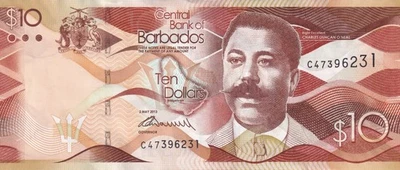 BARBADOS 10 Dollars 2013 P-75a XF Banknote - Image 1 of 4
