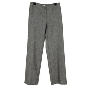 Armani Collezioni Pants Womens 6 Gray Micro Plaid Wool Blend Made Italy Career - Picture 1 of 13