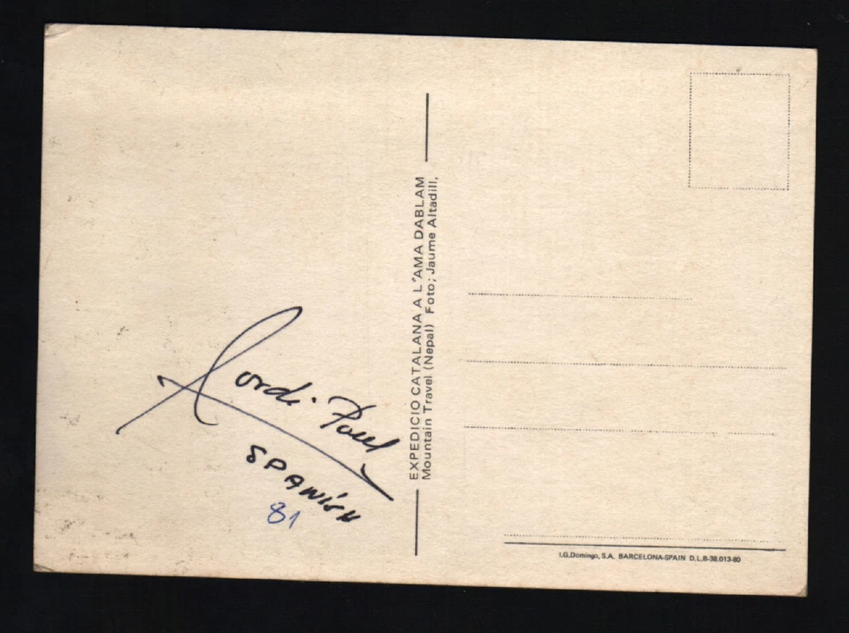 NEPAL 1981 ESPAÑA ESPAÑOLA HIMALAYA MONTE EVEREST EXPEDICIÓN FOTO FIRMADA PCARD Foto 1 de 1