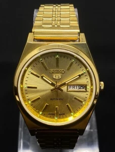 Vintage Refurbished Seiko 5 Automatic 6309A Japan Men's Day / Date Wrist Watch - Picture 1 of 8