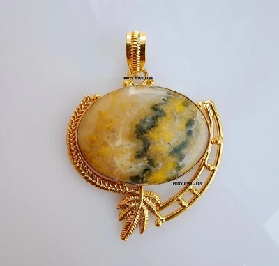 Colgante enchapado en oro amarillo jaspe abejorro, antiguo colgante de abejorro hecho a mano Foto 1 de 4