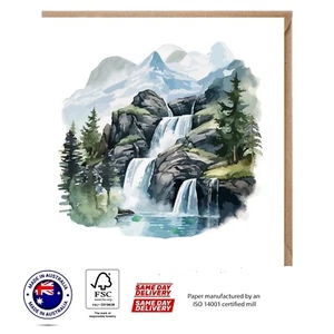 Tarjeta de felicitación de acuarela en cascada - conjunto de paisajes de Australian Designs - Imagen 1 de 3