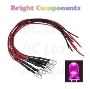 5 x Pre-Wired Pink LED 5mm Ultra Bright : 9V ~ 12V : UK Seller - Picture 1 of 1