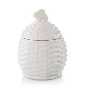 NEU! ~ Yankee Candle ~ weißes Osterei Hase Kaninchen gewebter Korb Teelichthalter - Bild 1 von 1