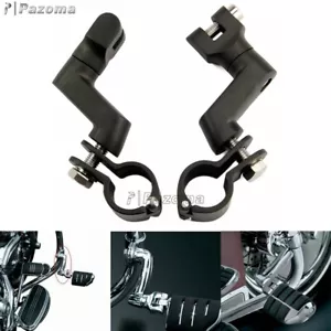 2x Engine Guards Longhorn Offset Peg Mounts 1-1/2" Magnum Clamp For Harley Honda - Picture 1 of 10