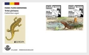 andorra SPAIN 2024 Europa Underwate Flora Fauna Pyrenean Trito Salamander 1v FDC - Picture 1 of 1