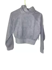 Old Navy Go Girls Sweatshirt L (10- 12) Gray Fleece Cropped Long Sleeve Sweater - Picture 1 of 5