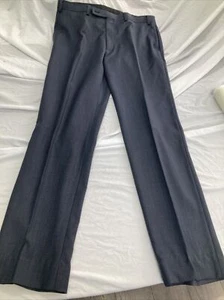 Pantalones de vestir plisados traje de lana de ajuste clásico TALLIA 34 x 32 azul marino para hombre - Imagen 1 de 7