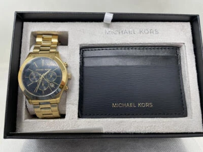 Michael Kors Men's Slim Runway Chronograph Gold Tone Watch Gift Set, MK1076SET - Image 1 of 3