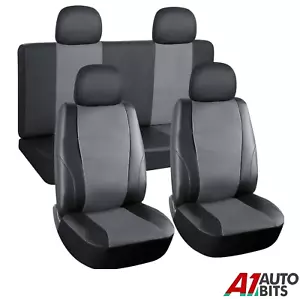 Car Seat Covers Grey Black Leatherette Full Set Heavy Duty For Mercedes A B C - Picture 1 of 9