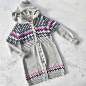 NWT Tea Collection Fair Isle Hooded Sweater Duster ~ Size M (6-7) - Picture 1 of 9