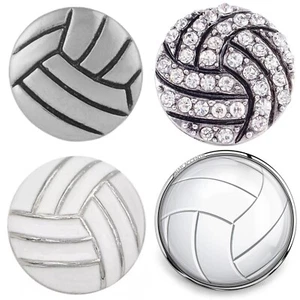 Volleyball Snap Jewelry Ginger Charm 18MM 20MM Sport Ball Interchangeable Button - Picture 1 of 14