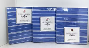 3 LAURA ASHLEY LIFESTYLES 87"" x 16"" Blu Righe Bianche NUOVE Camicia VALANCES - Foto 1 di 4