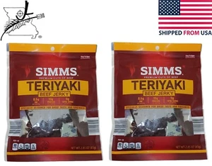 2 Simms Teriyaki Beef Jerky 2.85 OZ Ounce Bags Two Pack Resealable 3.7oz Total - Picture 1 of 8