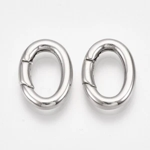 10Pcs Ring Smooth 304 Stainless Steel Spring Gate Oval Rings Snap Clasps 18x13mm - Picture 1 of 2