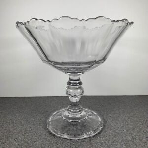 George Duncan & Sons Early American Pressed Glass Compote #150 Ribbon Pattern