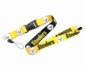 Pittsburgh Steelers Lanyard 2-Sided Breakaway Clip Detachable Buckle Keychain 