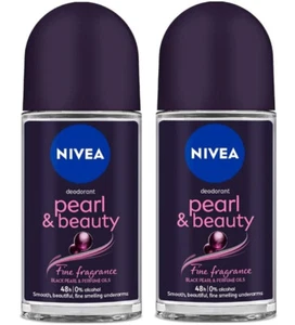 Nivea Pearl & Beauty Black Pearl Roll-On Women Deodorant 48h, 2 x 50ml - Picture 1 of 2
