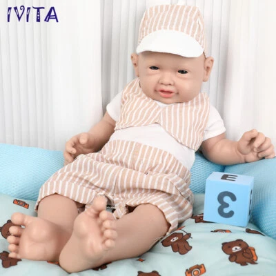 IVITA 20''Infant Blue Eyes Boy Full Sililcone Baby Doll Lifelike Reborn Baby - Image 1 of 4