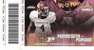 Talón de boleto Minnesota Golden Gophers vs Purdue Boilersmakers 2012 27/10 - Imagen 1 de 1