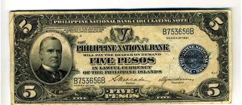 1921 PHILIPPINE NATIONAL BANK FIVE PESOS Cover