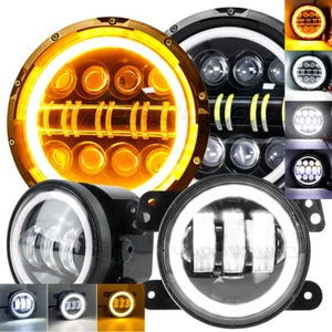 4PCS 7" LED Headlight & 4'' Fog Light Combo Kit For 2006-2010 Hummer H1 H2 H3 - Picture 1 of 15