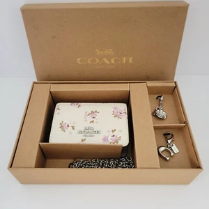 Coach CAL70 Boxed Mini Wallet on Chain Clutch Floral Print Charm Set Chalk Multi - Bild 1 von 8