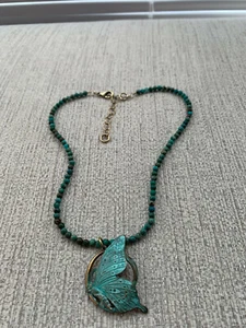 Elaine Coyne Solid Brass Butterfly Patina Necklace                      - Picture 1 of 3