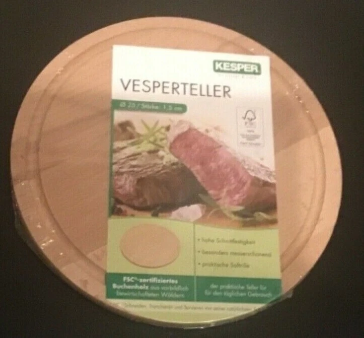 NEW Kesper™️Chopping Board 68442 Beech Wood 25cm Diameter NEW NWT S417 - Image 1 of 2