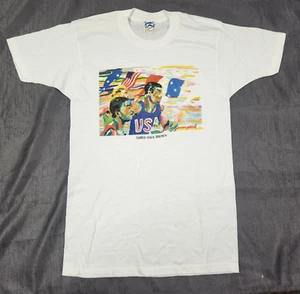 Vintage James Paul Brown 1984 Olympics & 100 Meter Dash Men's T-shirt Sz L - Picture 1 of 13